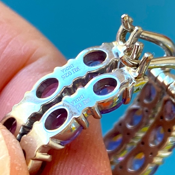 KHR or KRH sterling silver Amethyst inside out hoop earrings India - Picture 4 of 7